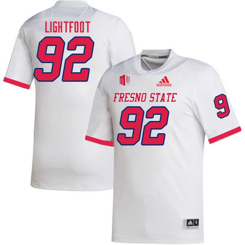 Men-Youth #92 Gavriel Lightfoot Fresno State Bulldogs College Football Jerseys Sale-White